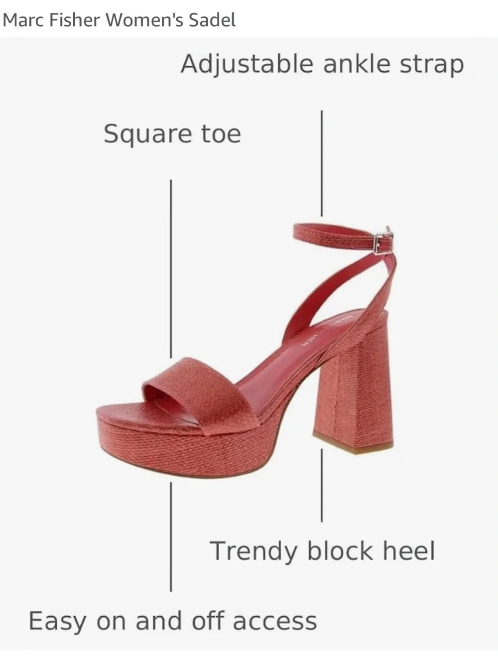 Marc Fisher Textured Coral Platform Block Heel Sandal